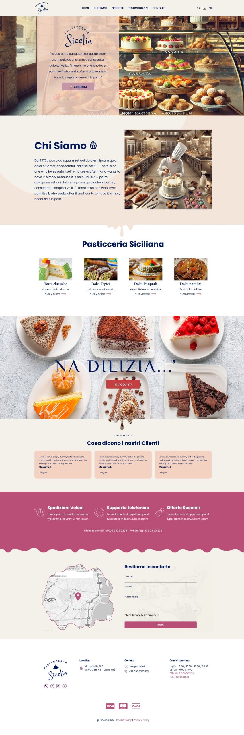 Sito web pasticceria sicelia Progetto pasticceria sicelia